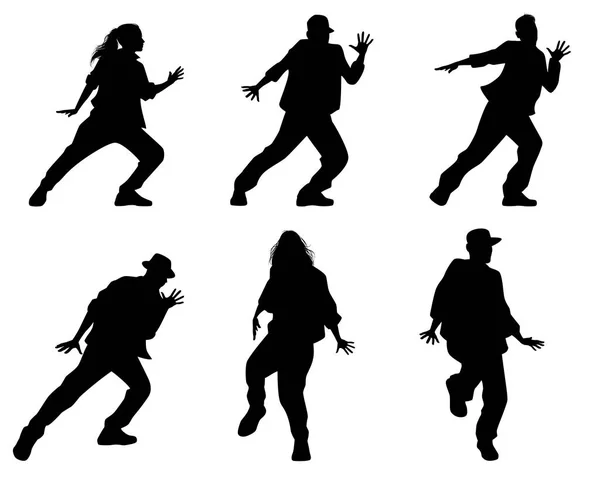 Six dancing teenagers — Stock Vector