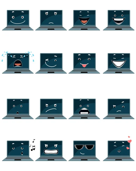 Seize émoticônes pour ordinateur portable — Image vectorielle