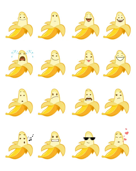 Seize emojis de banane — Image vectorielle