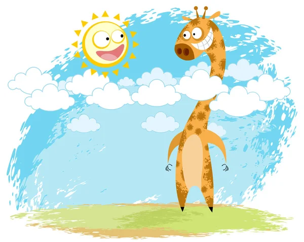 Giraffe en zon — Stockvector