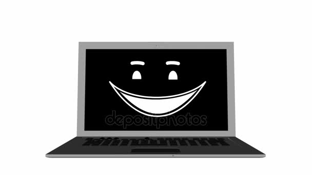 Laptop mit unterschiedlichen Emotionen — Stockvideo