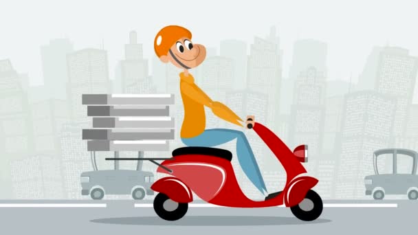 Courier leverera pizzor — Stockvideo