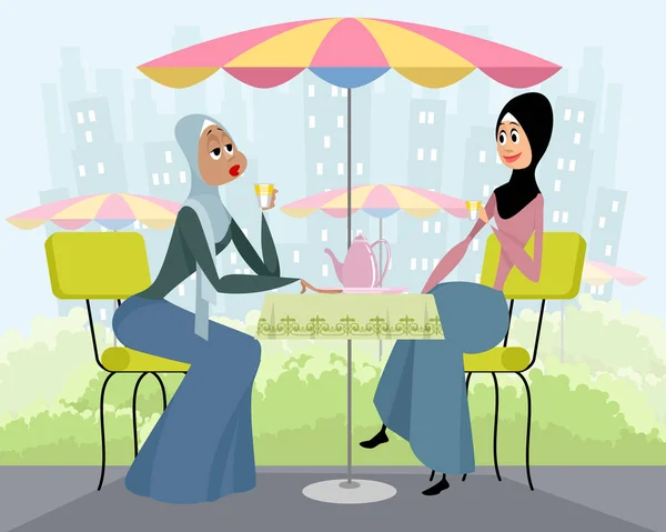 Arabskie kobiety w kawiarni — Wektor stockowy