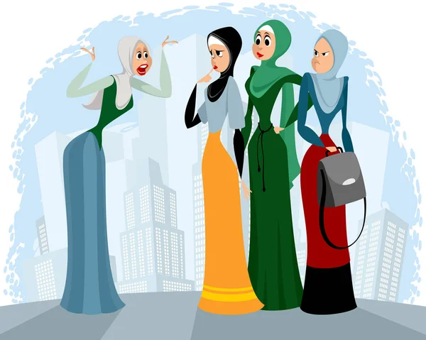 Арабські жінки говорять на відкритому повітрі — стоковий вектор