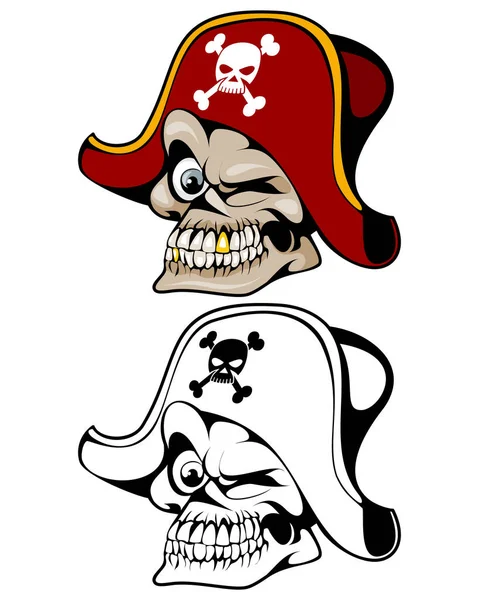 Pirate skull in hoed — Stockvector