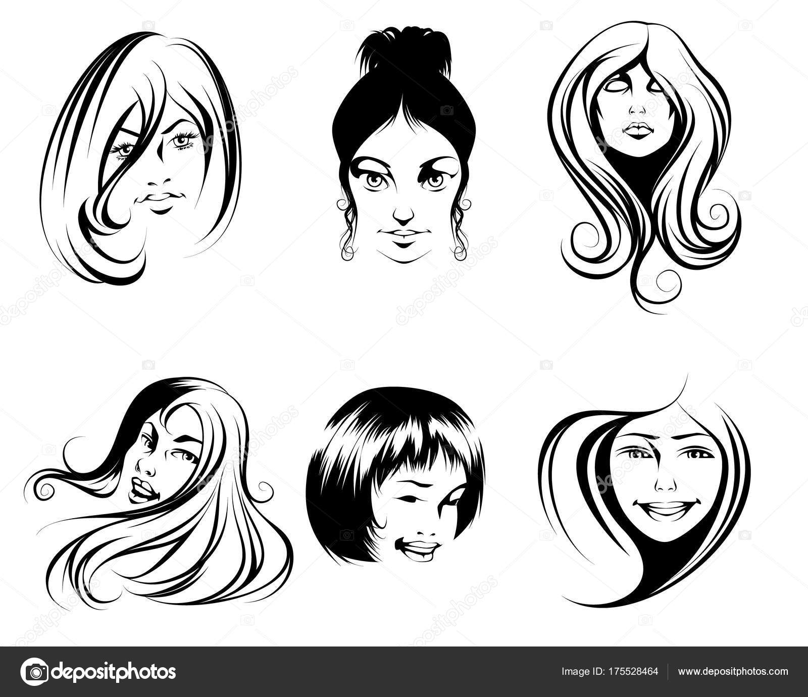 Image vectorielle Six coiffures de femmes par ©guingm55 - 175528464, image size:1600x1380