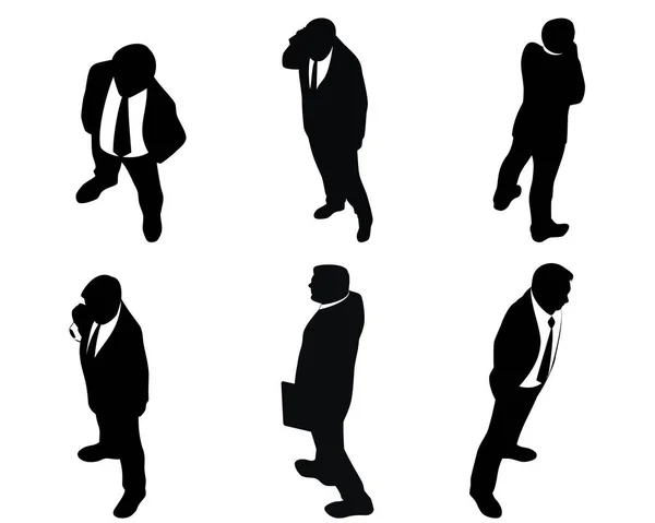 Six silhouettes of businessmen — Stock Vector