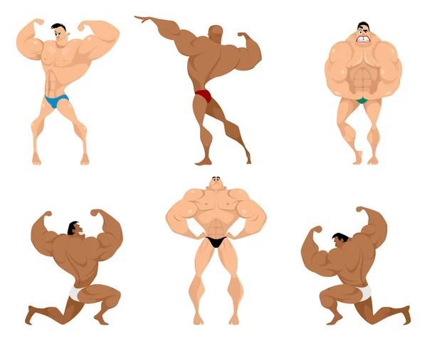 Six bodybuilders sur blanc — Image vectorielle