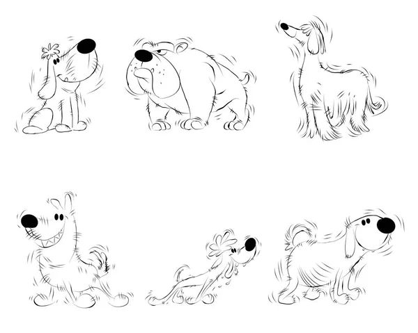 Seis bocetos de perros — Archivo Imágenes Vectoriales
