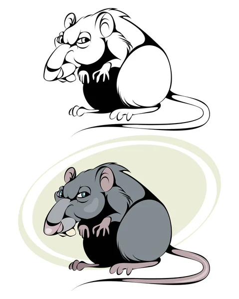 Cartoon rat op wit — Stockvector