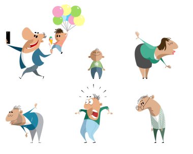 Beyaz arka plan üzerinde farklı karakterler