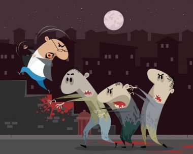 Man running away from zombie vector Man running away from zombie vector