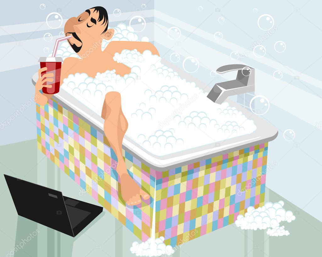 Ванна мужу после. Мужик в ванне вектор. Мужчина моется в ванной. Человек в ванне иллюстрация. Человечек в ванне.