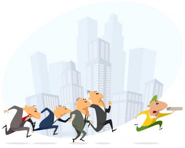 Pizza kurye için çalışan iş adamları