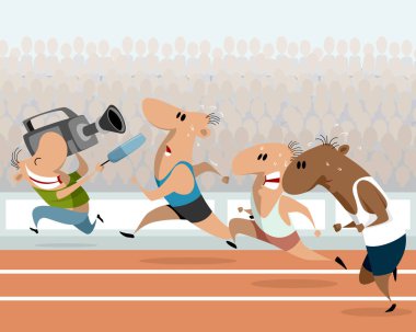 Çalışan sporcular ve muhabiri