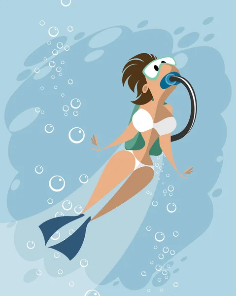 Potápění žena — Stockový vektor