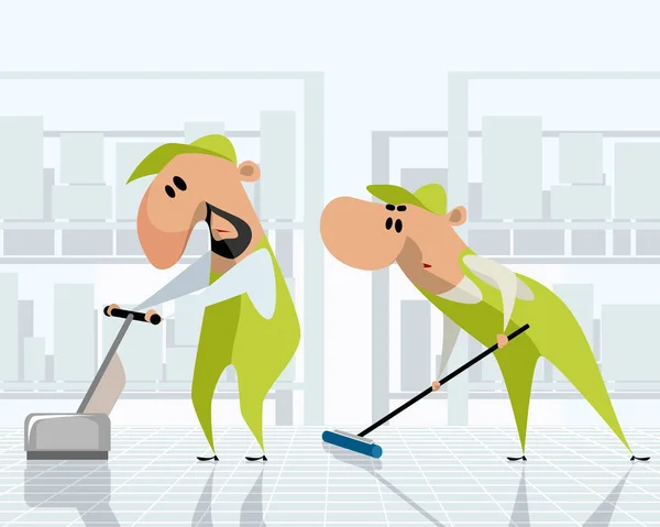Dois limpadores no trabalho — Vetor de Stock