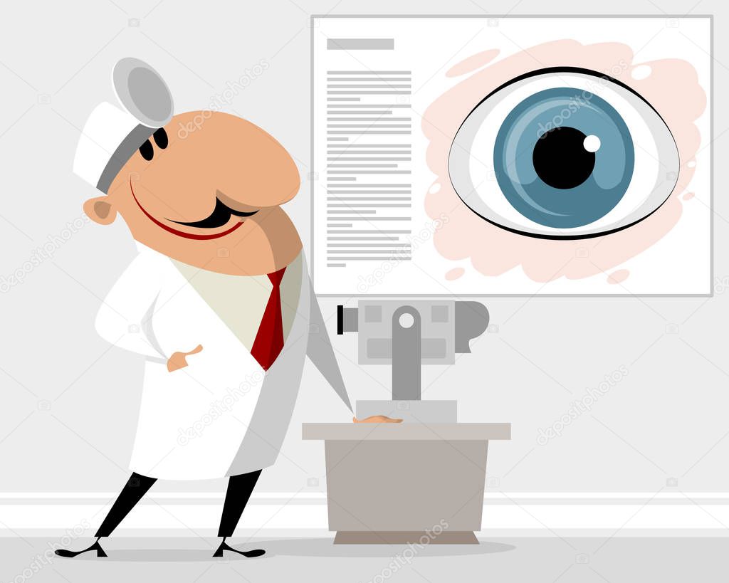 Eye doctor in clinic