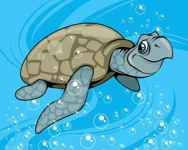 Watervogelschildpad uit de tekenfilm — Stockvector