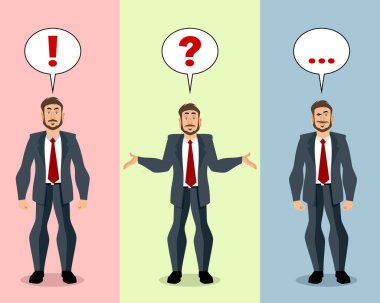 Farklı durumlardaki bir işadamının vektör illüstrasyonu