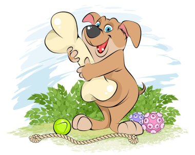 Kemikli bir karikatür köpeğinin vektör çizimi