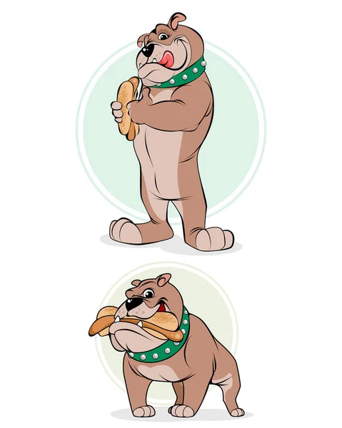 Vektor Ilustrasi Dari Kartun Anjing Dengan Hot Dog Stok Ilustrasi Bebas Royalti