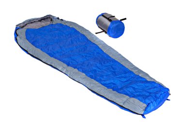 İki tane uyku tulumu içinde bir sıkıştırma çantalar ve çözdükten.