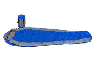 Two of the sleeping bags in a compression bags and unpacked. clipart