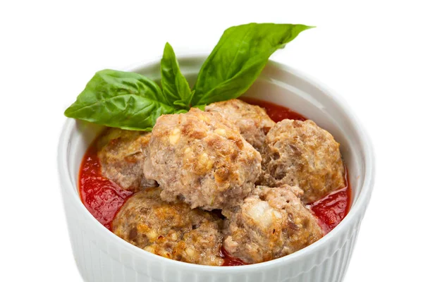 Bowl of meatballs with tomato sauce — Stock Photo, Image