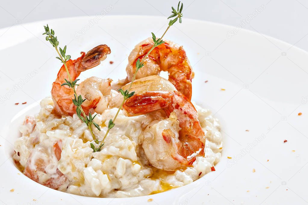 Delicious seafood risotto with fresh shrimp.