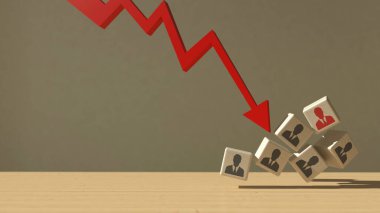 Kırmızı ok, kariyer hisselerindeki düşüşü simgeliyor.