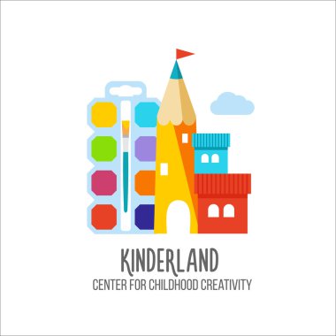 Çocuk logo ortalayın. Çocuk Kulübü, kinder Bahçe için logo,