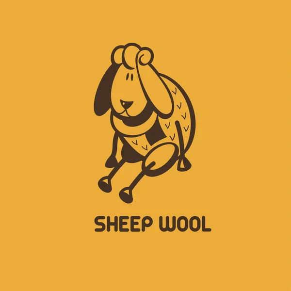 Cute cartoon sheep with a woolen scarf.  Signs and emblems for 1 — Stock vektor