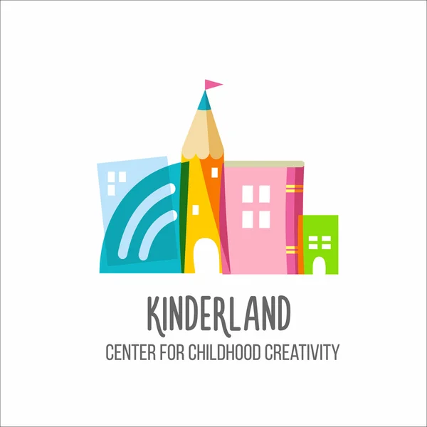 Çocuk logo ortalayın. Beyaz bir arka plan üzerinde vektör amblemi 