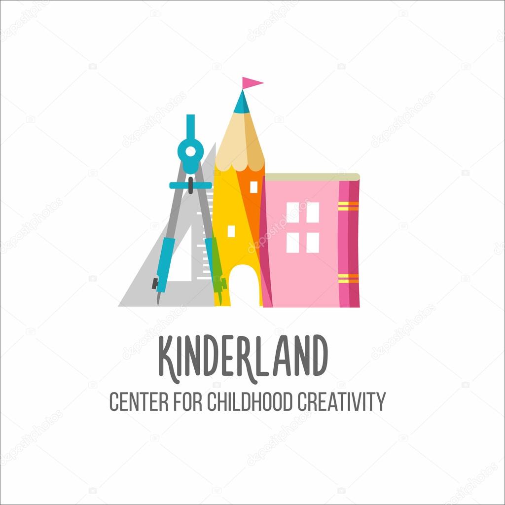 Children's center logotype. Vector emblem on white background si