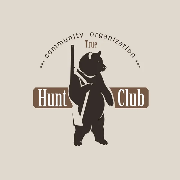 Ours logo avec une arme. Logo vectoriel d'un club de chasse . — Image vectorielle