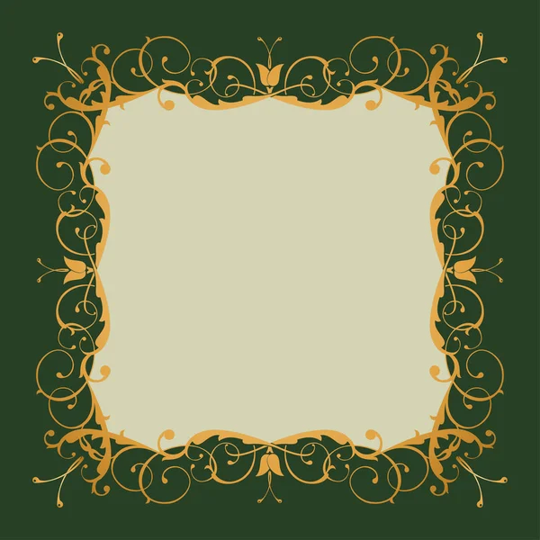 Golden decorative vector frame with place for text. An elegant element of pattern design, Victorian style. — Stock Vector