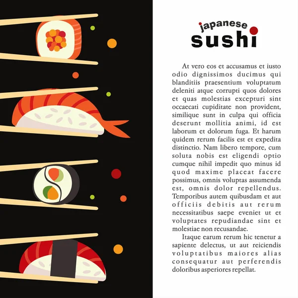 Set vektor sushi, ilustrasi. Makanan Asia. Terisolasi pada latar belakang putih . - Stok Vektor