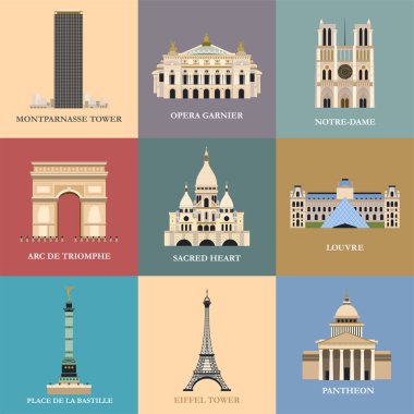 Paris manzaraları. Ünlü saraylar ve anıtlar. Mimari. 