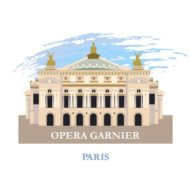Paris Opera Garnier. Fransa. Vektör çizim. Beyaz bir arka plan üzerinde izole.