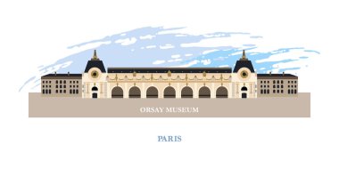 Musée D'orsay. Paris, Fransa. Vektör çizim.