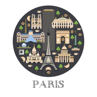 Paris şehir manzaraları. Vektör çizim.