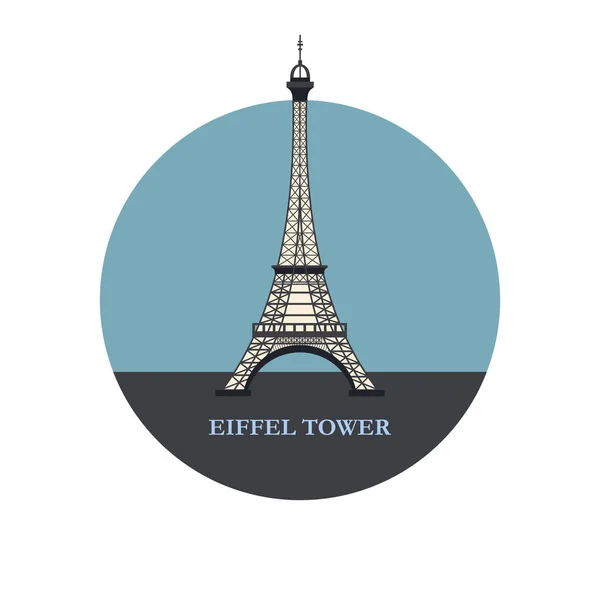 Eiffel tower. Round icon. Paris. France. Vector illustration. — Stock Vector