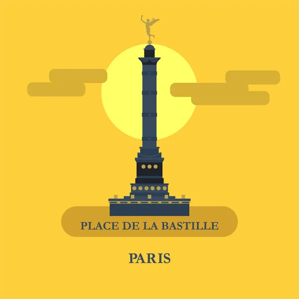 Columna de julio en la plaza de La Bastilla. Ilustración vectorial. París, Francia . — Archivo Imágenes Vectoriales
