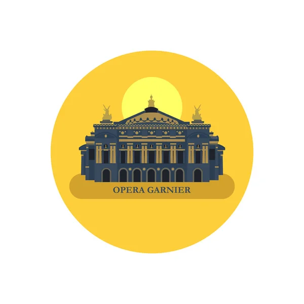Opéra Garnier à Paris. Illustration vectorielle, icône, forme ronde . — Image vectorielle