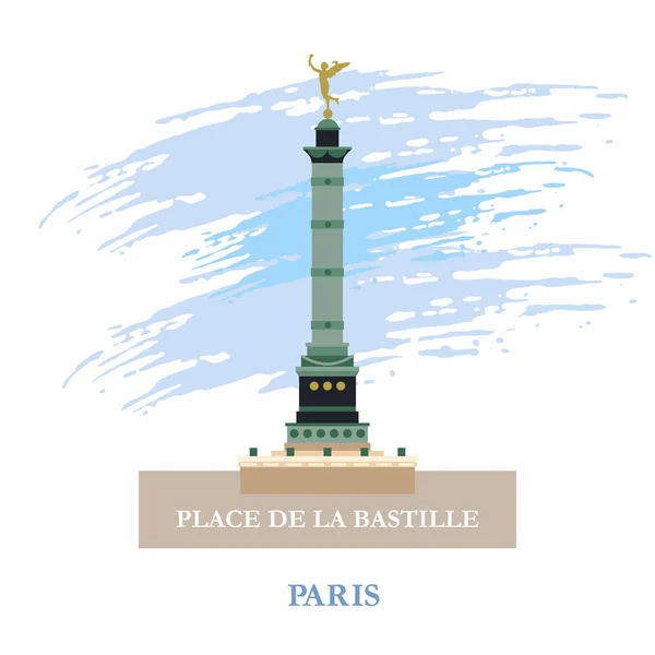 July column on place de La Bastille. Paris, France. Vector  illustration. — Stock Vector