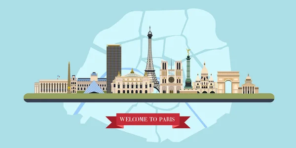 Paris. La France. Les célèbres vues Illustration vectorielle. — Image vectorielle