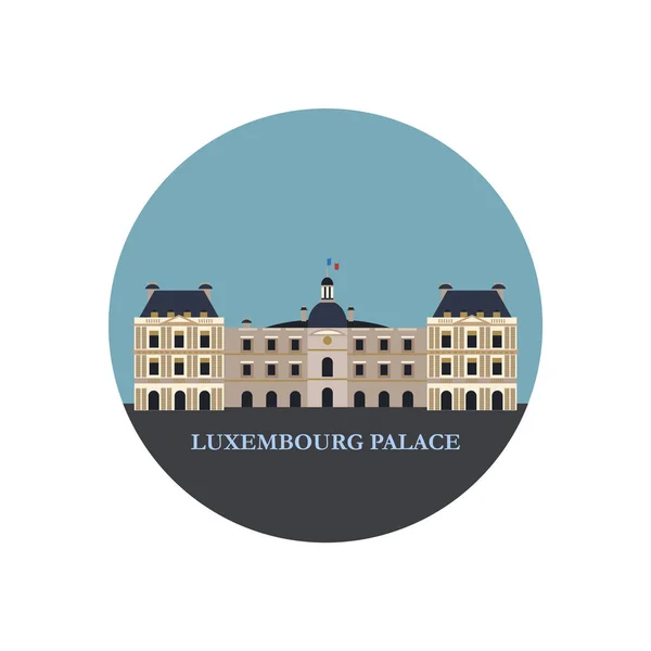 The Luxembourg Palace in Paris. France. Vector round icon — Stock Vector