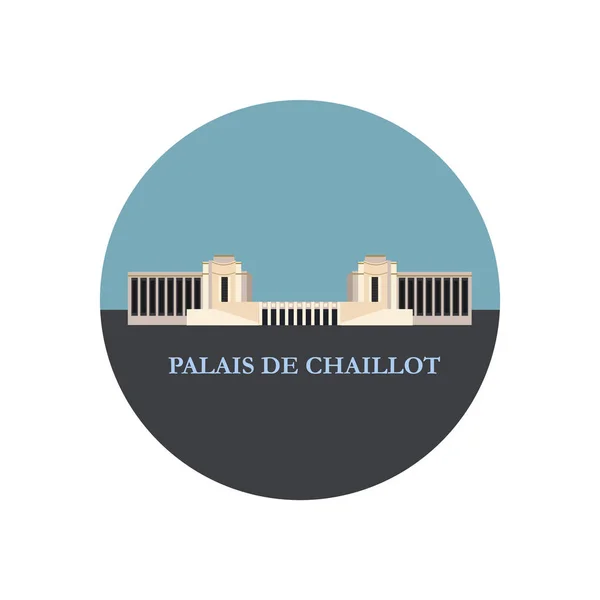 Il Palais De Chaillot. Parigi, Francia. Icona rotonda. Illustrazione vettoriale . — Vettoriale Stock