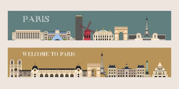 Des vues de Paris. Illustration vectorielle. Bienvenue à Paris! — Image vectorielle